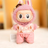 17cm Labubu Idol Dolls British Couple Sweater Outfit – Cute JK Skirt Suit Clothing Set for Mini Plush Doll Accessories & Styling Gifts