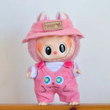 Labubu Doll Outfit Set – 17cm Cute White Shirt, Animal Overalls & Hat Dress-Up Clothes for Fashion Accessories Lovers