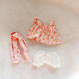 Labubu Doll Fruit Outfit Set – 17cm Plush Clothes with Cherry or Pineapple Print Three-Piece Set for Stylish Doll Dress-Up