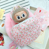 Labubu Doll To-Go Bag & Bedding Set – 17cm Plush Doll Accessories with Crossbody Carry Bags & Sleeping Bed for DIY Travel Play