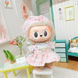 Labubu Doll Student Maid Dress Set – 17cm Plush Outfit with Uniform-Style Dress and Hairpin Accessories for Cute Collector Styling