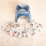 Labubu Doll Navy Dress Student Outfit – 17cm Plush Clothes Three-Piece Set with Skirt, Shirt & Hat Accessories for Cute Styling