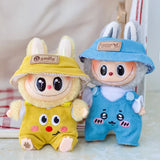 Labubu Doll Outfit Set – 17cm Cute White Shirt, Animal Overalls & Hat Dress-Up Clothes for Fashion Accessories Lovers