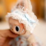 Labubu Doll Bear Print Dress Set – 17cm Outfit with Lace Headband, Cartoon Dress & Suspender Pants Accessories for Baby Pendant Dolls