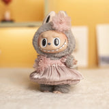 Labubu Doll Suspender Dress Set – 4 Color Options Outfit for 17cm Plush Dolls with Animal-Inspired Design & Dress-Up Accessories
