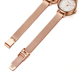 Women's Fashion Watch with Simple Round Printed Small Dial - Stainless Steel Woven Mesh Strap, Waterproof, Ideal for Schoolgirls