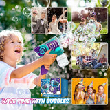 Automatic Bubble Machine – LED Light, 10-Hole Transparent Bubble Gun Toy with Electric One-Key Operation – Ideal Summer Outdoor Gift for Kids