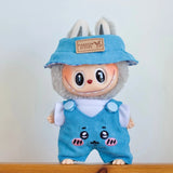 Labubu Doll Outfit Set – 17cm Cute White Shirt, Animal Overalls & Hat Dress-Up Clothes for Fashion Accessories Lovers