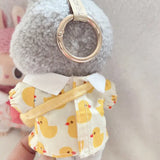 Labubu Doll Yellow Duck & Cherry Shirt Set – 17cm Plush Doll Clothes with Hat and Pants Three-Piece Outfit for Cute Styling