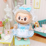 Labubu Doll Student Maid Dress Set – 17cm Plush Outfit with Uniform-Style Dress and Hairpin Accessories for Cute Collector Styling