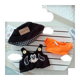 Labubu I & II Doll Animal Overalls Set – 17cm Plush Outfit with White T-Shirt & Hat Doll Clothes Accessories for Cute Display
