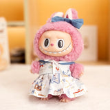 Labubu Doll Navy Dress Student Outfit – 17cm Plush Clothes Three-Piece Set with Skirt, Shirt & Hat Accessories for Cute Styling