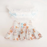 Labubu Doll Bear Print Dress Set – 17cm Outfit with Lace Headband, Cartoon Dress & Suspender Pants Accessories for Baby Pendant Dolls