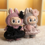 Labubu Doll Suspender Dress Set – 4 Color Options Outfit for 17cm Plush Dolls with Animal-Inspired Design & Dress-Up Accessories