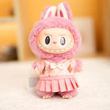 17cm Labubu Idol Dolls British Couple Sweater Outfit – Cute JK Skirt Suit Clothing Set for Mini Plush Doll Accessories & Styling Gifts