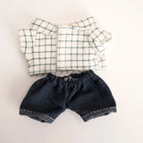 Plaid Shirt, Jeans & Hat Outfit Set for 17cm Labubu Dolls – Trendy Three-Piece Fashion Clothes Accessories