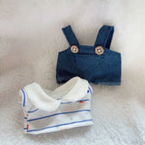 Labubu Doll Fashion Clothes Set – 17cm Outfit with Lapel T-Shirt & Jeans Doll Accessories for Trendy Plush Styling