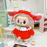 Labubu Doll Student Maid Dress Set – 17cm Plush Outfit with Uniform-Style Dress and Hairpin Accessories for Cute Collector Styling