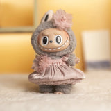 Labubu Doll Suspender Dress Set – 4 Color Options Outfit for 17cm Plush Dolls with Animal-Inspired Design & Dress-Up Accessories