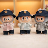 Plaid Shirt, Jeans & Hat Outfit Set for 17cm Labubu Dolls – Trendy Three-Piece Fashion Clothes Accessories