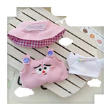 Labubu I & II Doll Animal Overalls Set – 17cm Plush Outfit with White T-Shirt & Hat Doll Clothes Accessories for Cute Display