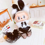 Labubu Doll Student Maid Dress Set – 17cm Plush Outfit with Uniform-Style Dress and Hairpin Accessories for Cute Collector Styling