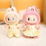 17cm Labubu Idol Dolls British Couple Sweater Outfit – Cute JK Skirt Suit Clothing Set for Mini Plush Doll Accessories & Styling Gifts
