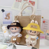 Turtle Shell Hooded Outfit Set for 17cm Labubu Dolls – Overalls, Hat & Shirt Plush Accessories for Vinyl Fans