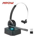 Mpow Bluetooth 5.0 Wireless Headphones with Mic, PC Office Call Center Headset with USB Adapter, 18 Hours Talk Time
