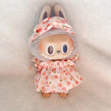 Labubu Doll Fruit Outfit Set – 17cm Plush Clothes with Cherry or Pineapple Print Three-Piece Set for Stylish Doll Dress-Up