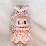 Labubu Doll Fruit Outfit Set – 17cm Plush Clothes with Cherry or Pineapple Print Three-Piece Set for Stylish Doll Dress-Up