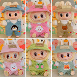 Labubu Doll Animal Overalls Fashion Set – Cute White Shirt, Hat & Outfit Accessories for 17cm Plush Dolls