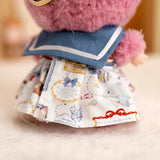 Labubu Doll Navy Dress Student Outfit – 17cm Plush Clothes Three-Piece Set with Skirt, Shirt & Hat Accessories for Cute Styling