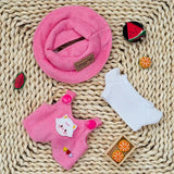 Labubu Doll Animal Overalls Fashion Set – Cute White Shirt, Hat & Outfit Accessories for 17cm Plush Dolls