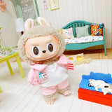 Labubu Doll Student Maid Dress Set – 17cm Plush Outfit with Uniform-Style Dress and Hairpin Accessories for Cute Collector Styling