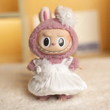 Labubu Doll Suspender Dress Set – 4 Color Options Outfit for 17cm Plush Dolls with Animal-Inspired Design & Dress-Up Accessories