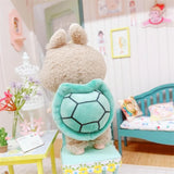 Turtle Shell Hooded Outfit Set for 17cm Labubu Dolls – Overalls, Hat & Shirt Plush Accessories for Vinyl Fans