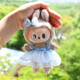 Labubu V1 Doll Wedding Dress Outfit – 17cm Vinyl Pendant Clothes Set with Elegant Uniform-Style Gown Accessories for Girls