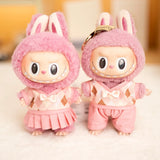 17cm Labubu Idol Dolls British Couple Sweater Outfit – Cute JK Skirt Suit Clothing Set for Mini Plush Doll Accessories & Styling Gifts