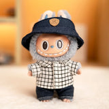 Plaid Shirt, Jeans & Hat Outfit Set for 17cm Labubu Dolls – Trendy Three-Piece Fashion Clothes Accessories