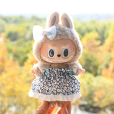 Labubu V1 Doll Wedding Dress Outfit – 17cm Vinyl Pendant Clothes Set with Elegant Uniform-Style Gown Accessories for Girls