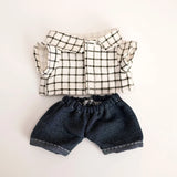 Plaid Shirt, Jeans & Hat Outfit Set for 17cm Labubu Dolls – Trendy Three-Piece Fashion Clothes Accessories
