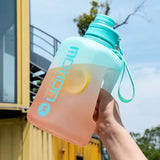 2.46L Gradient Sports Water Bottle: Large Capacity with Straw, Fitness Scale, Outdoor Plastic Portable Bottle