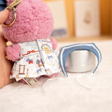 Labubu Doll Navy Dress Student Outfit – 17cm Plush Clothes Three-Piece Set with Skirt, Shirt & Hat Accessories for Cute Styling