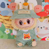 Labubu Doll Animal Overalls Fashion Set – Cute White Shirt, Hat & Outfit Accessories for 17cm Plush Dolls