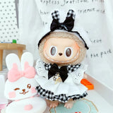 Labubu Doll Student Maid Dress Set – 17cm Plush Outfit with Uniform-Style Dress and Hairpin Accessories for Cute Collector Styling