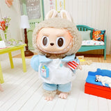 Labubu Doll Student Maid Dress Set – 17cm Plush Outfit with Uniform-Style Dress and Hairpin Accessories for Cute Collector Styling