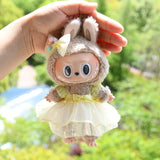 Labubu V1 Doll Wedding Dress Outfit – 17cm Vinyl Pendant Clothes Set with Elegant Uniform-Style Gown Accessories for Girls