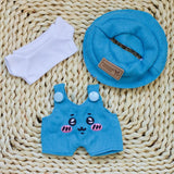 Labubu Doll Outfit Set – 17cm Cute White Shirt, Animal Overalls & Hat Dress-Up Clothes for Fashion Accessories Lovers