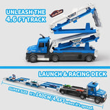 Engineering Transport Carrier Truck Toys for Kids: Folding Metal Vehicle with Light and Sound Effects, Race Cars—Perfect Birthday Gift